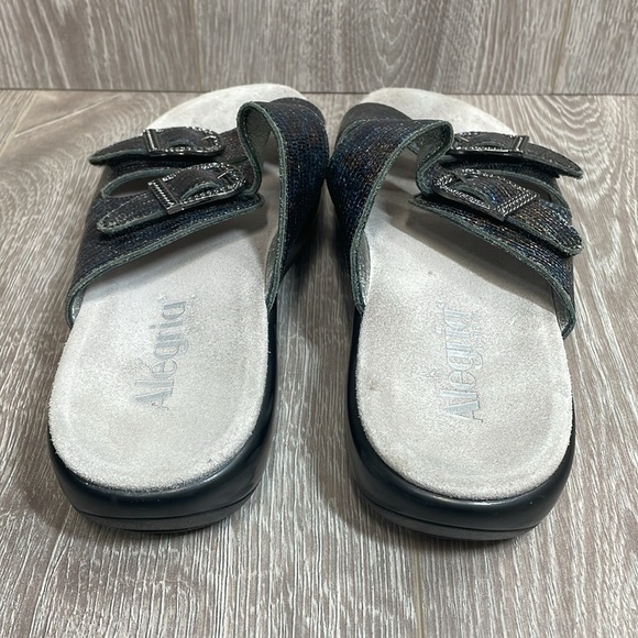 Alegria Jade Glimmer Glam Slide Sandals Buckle Leather Straps EU 39 (US 9) - Picture 3 of 16